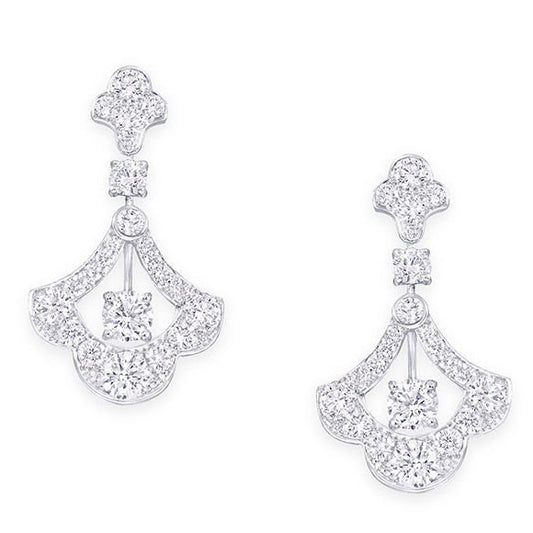 GLF-RGE884 water wave lace double fan-shaped small long earrings