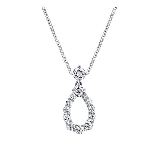 HW-PEDPPLMDLP medium single ring diamond pendant, water drop pendant