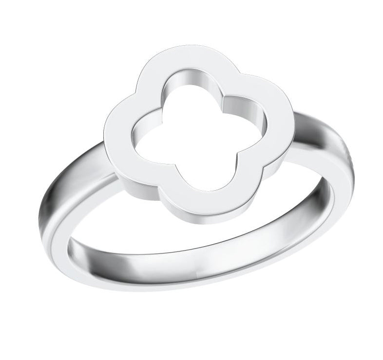XNE-CN346198 Double C light gold four-leaf clover ring