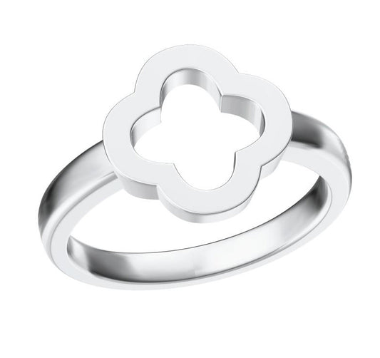 XNE-CN346198 Double C light gold four-leaf clover ring
