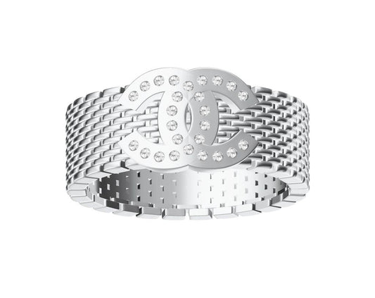 XNE-CN204399 Double C diamond braided ring