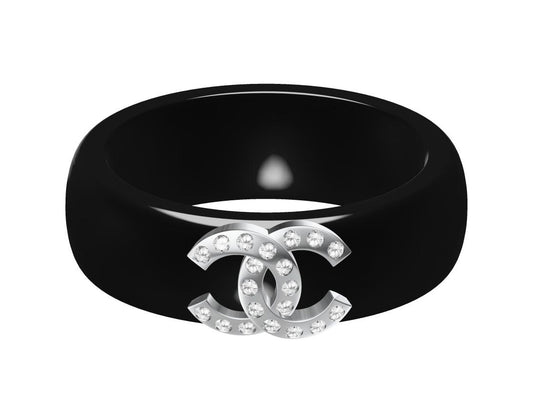 XNE-CN203394 Double C ceramic ring with diamonds