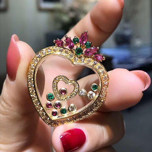 XB-XL255155 heart-shaped round glass pendant