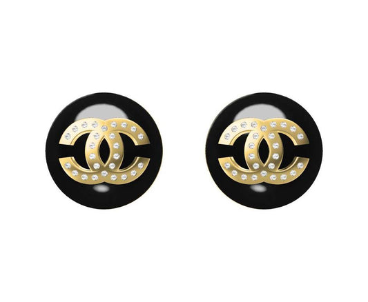 XNE-CNCEDPM037 12.5mm Double C Agate Stud Earrings