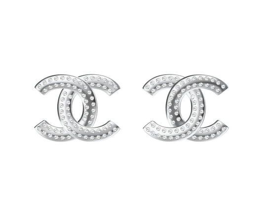XNE-CNCEBM003 16.4mm double C earrings with round face plate