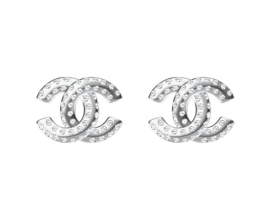 XNE-CNCEBM002 12mm double C earrings with round face plate