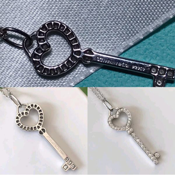 TIF24679585 diamond heart-shaped key pendant 1 inch