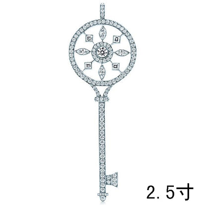 TIF60011729 full diamond marquise square diamond mosaic key pendant 2.5 inches