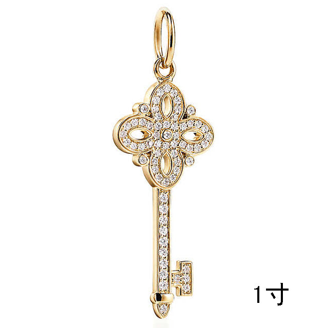 TIF62866942 full diamond four-leaf flower key pendant 1 inch