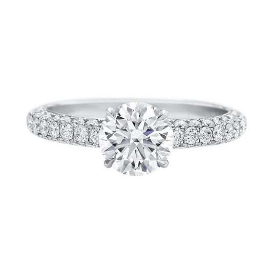HW-RGDPRD030BRLN-shaped setting diamond ring, crossed four prongs, full bezel straight arm