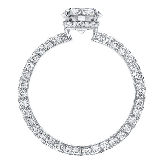 HW-RGDPRD030BRLN-shaped setting diamond ring, crossed four prongs, full bezel straight arm