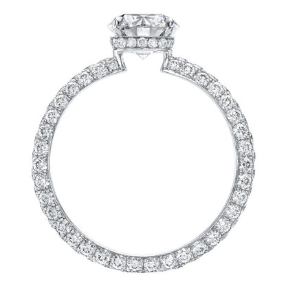 HW-RGDPRD030BRLN-shaped setting diamond ring, crossed four prongs, full bezel straight arm