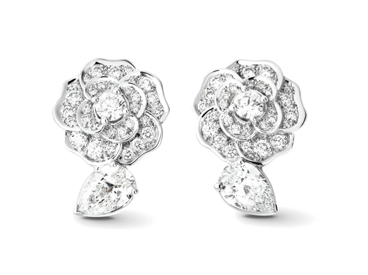 XNE-J11337 11mm山茶花波身满钻水滴耳钉