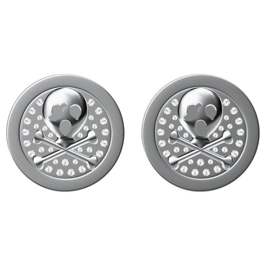 KLX-ES46806992 disc diamond skull stud earrings