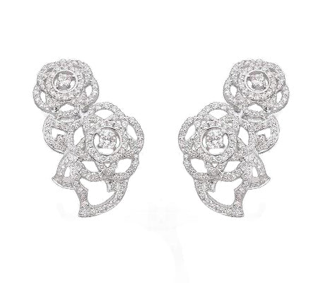 XNE-J36140 camellia full diamond earrings