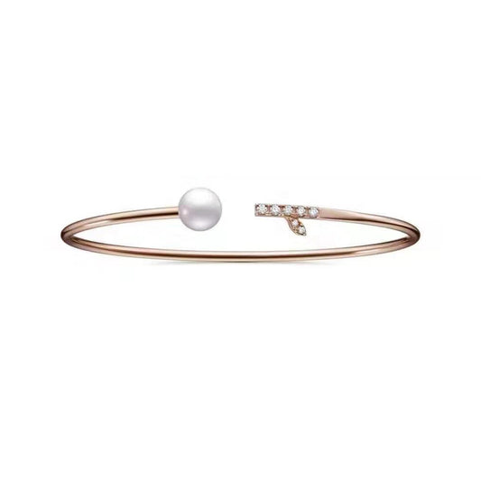 TSQ-BL-0702-18KSG leaf pearl open bracelet