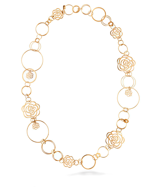 XNE-J2919 light gold camellia necklace