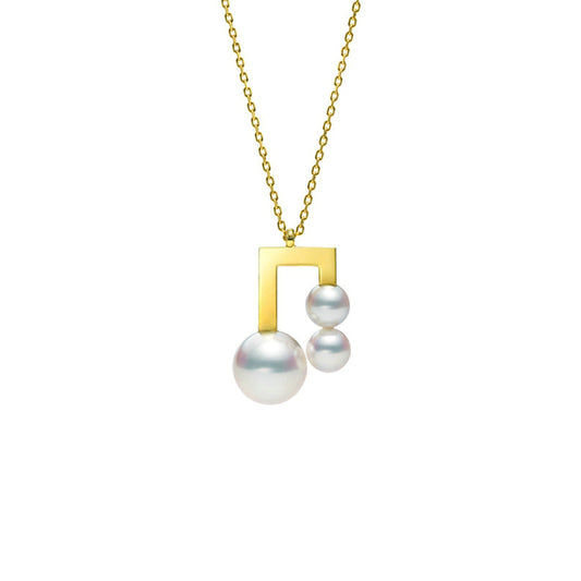 TSQ-P-16537 Musical Note Pendant Three Pearl Pendant Necklace