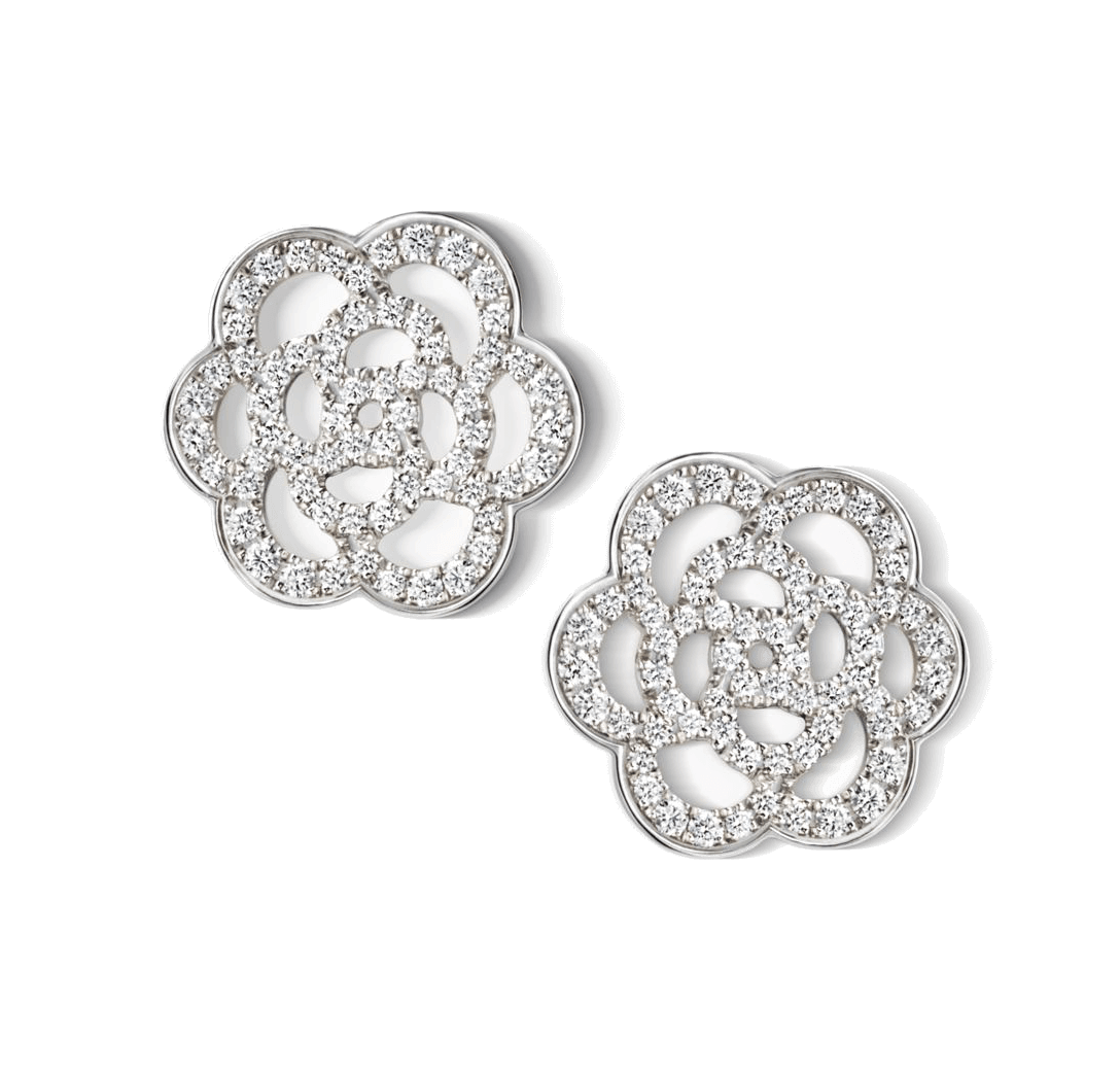 XNE-J10608 13.8mm满钻镂空山茶花耳钉