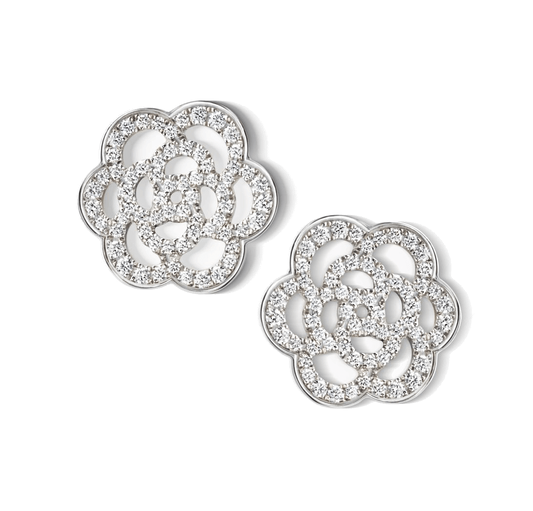 XNE-J10608 13.8mm满钻镂空山茶花耳钉