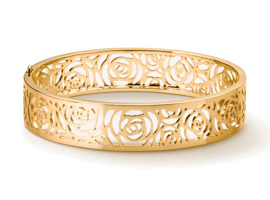 XNE-J3610 15mm light gold flat camellia bracelet