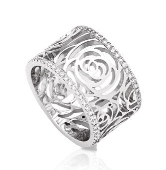 XNE-J3397 13mm pattern edge stone ring wide version