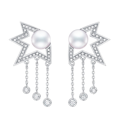 TSQ-E-4336 Fractured Star Pearl Earrings