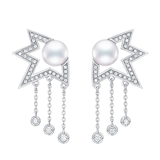 TSQ-E-4336 Fractured Star Pearl Earrings