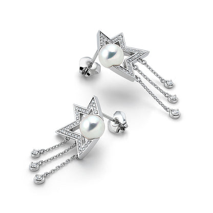 TSQ-E-4336 Fractured Star Pearl Earrings