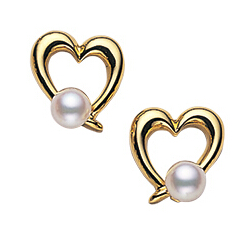 YMB-PE-1292PK light gold heart-shaped earrings