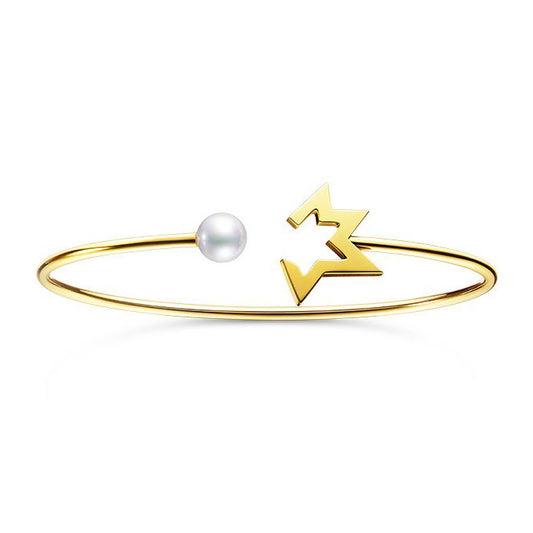 TSQ-BL-0692 Notched Star 7mm Pearl Bracelet