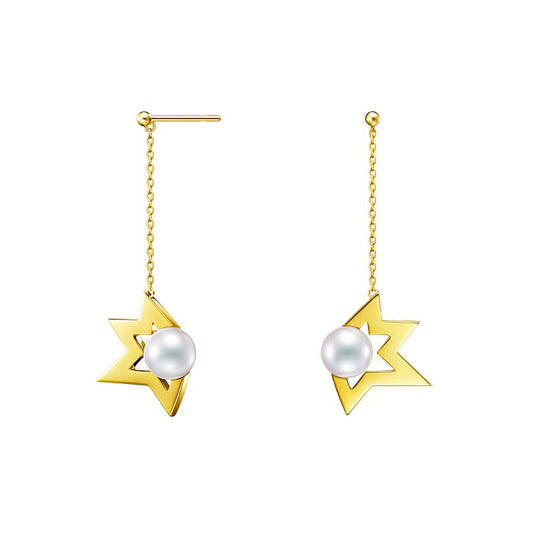 TSQ-802 Pentagram 7MM Pearl Pendant Earrings