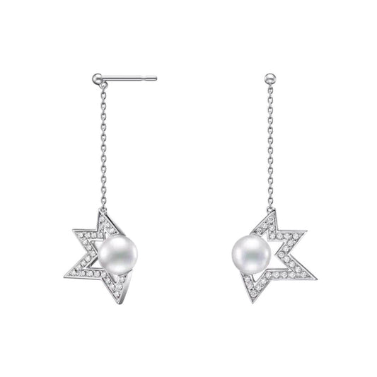 TSQ-402 five-pointed star 7MM pearl pendant earrings, broken star