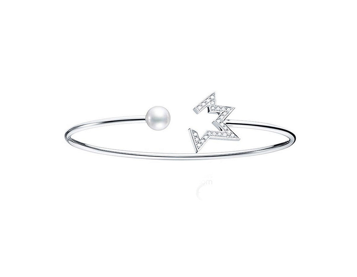 TSQ-BL-0691-18KWG diamond-encrusted fractured star, light gold round wire arm