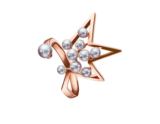 TSQ-570abstract star fractured star multi-pearl light gold ring
