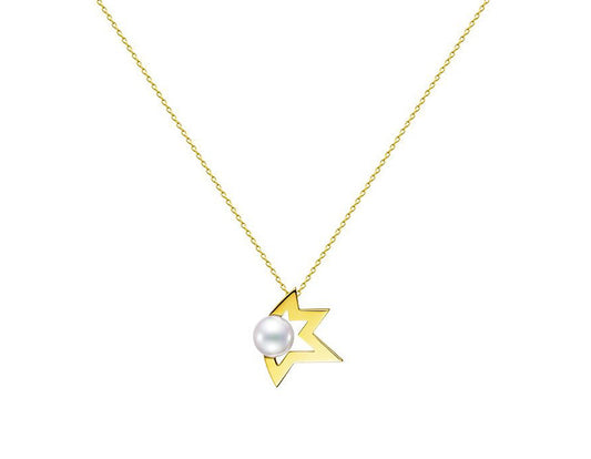 TSQ-PID-17083 Light Gold Fractured Star Pearl Pendant