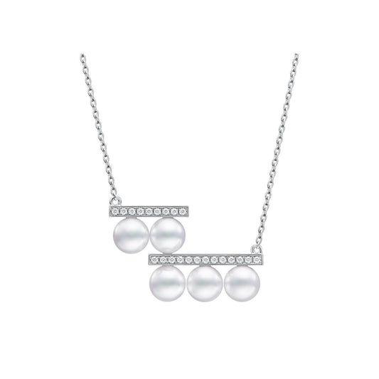 TSQ-P-17032 Rectangular bar beaded chain pendant necklace