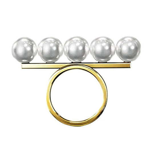 TSQ-R-4398-18KYG Balance Beam Multi-Pearl Ring