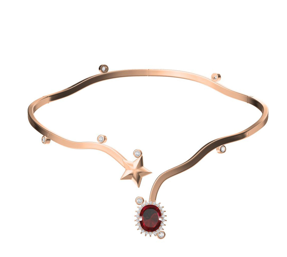 XNE-J27465 star ribbon necklace