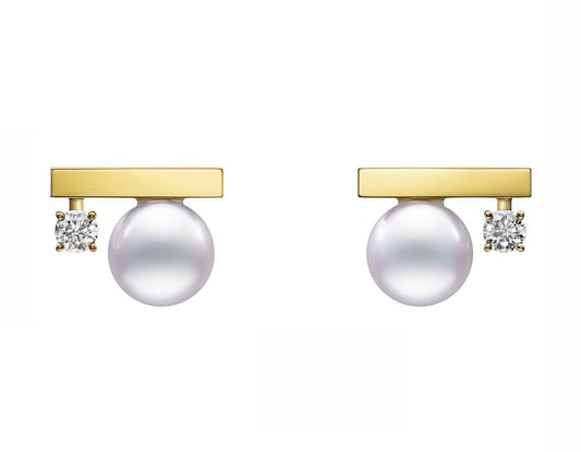 TSQ-E-4174 Balanced Pearl Earrings Mixed Diamond Beads