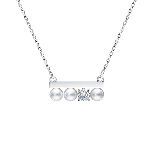 TSQ-P-16743 Pearl Balanced Wood Bolt Chain Pendant Necklace