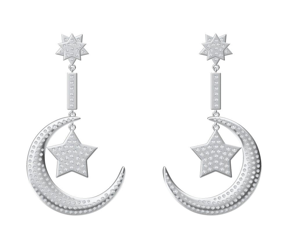XNE-J16039 Star Moon Earrings Customer Edition