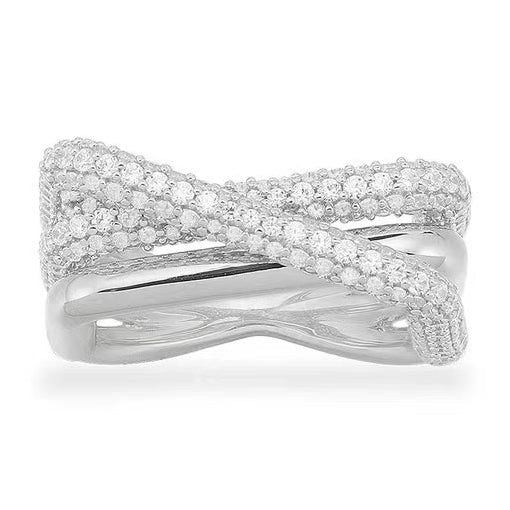 APM-5971176 Staggered Rectangular Micro-set Half Diamond Ring for Women