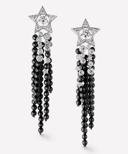 XNE-J10181 star black crystal ear clip