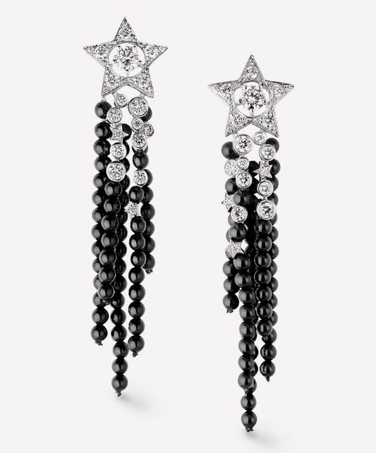 XNE-J10181 star black crystal ear clip