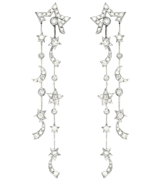 XNE-J16372 Stars and Moon Diamond Ear Clips
