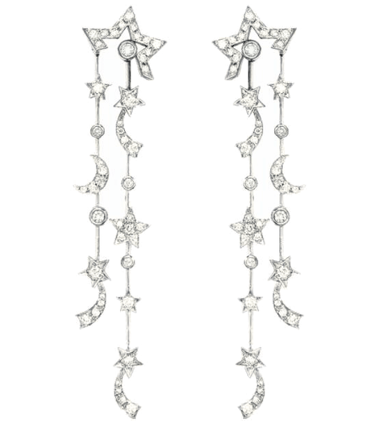XNE-J16372 Stars and Moon Diamond Ear Clips