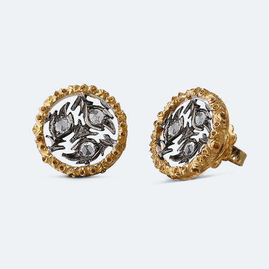 BQLT-JAUEAR013245 round color-separated leaf stud earrings