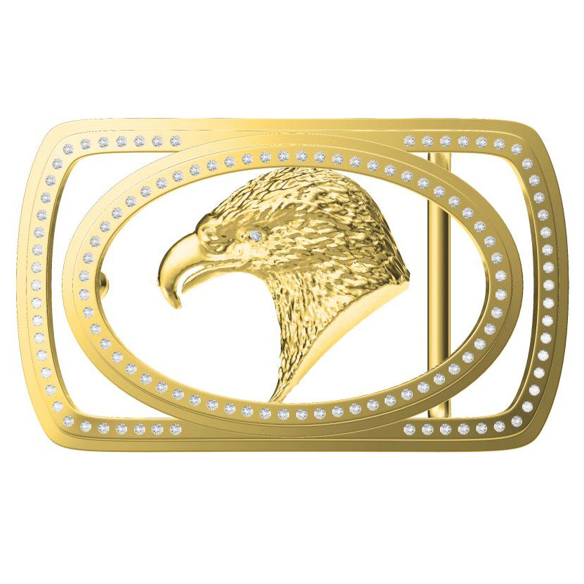SDF-PDK85172999 stone eagle head belt buckle on both sides
