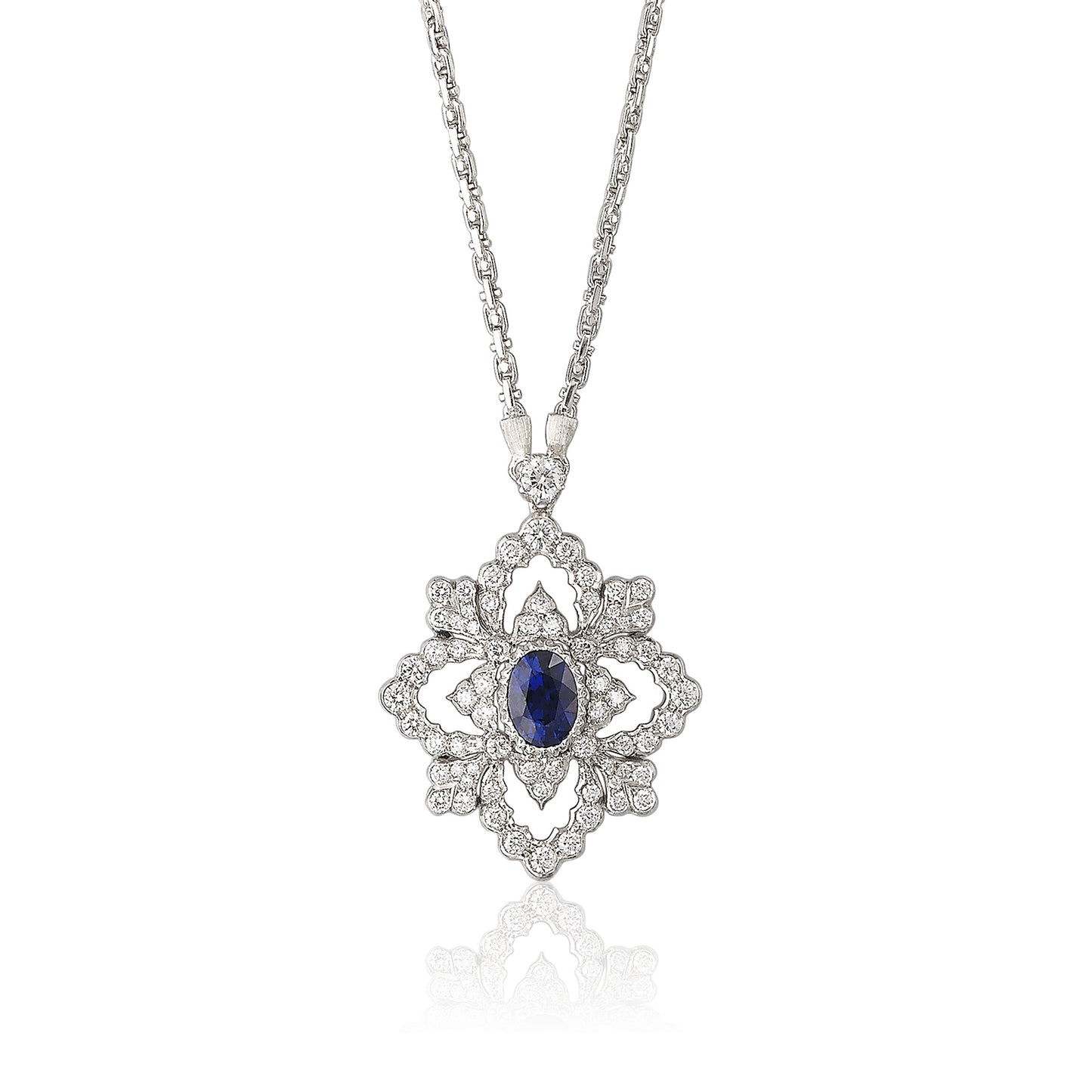 BQLT-XL954810菱形蕾丝花中号彩宝吊坠镶口加花边